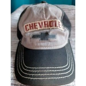 Chevy H3 Sportsgear Black and Gray distressed cap trucker hat. Hook & Loop close